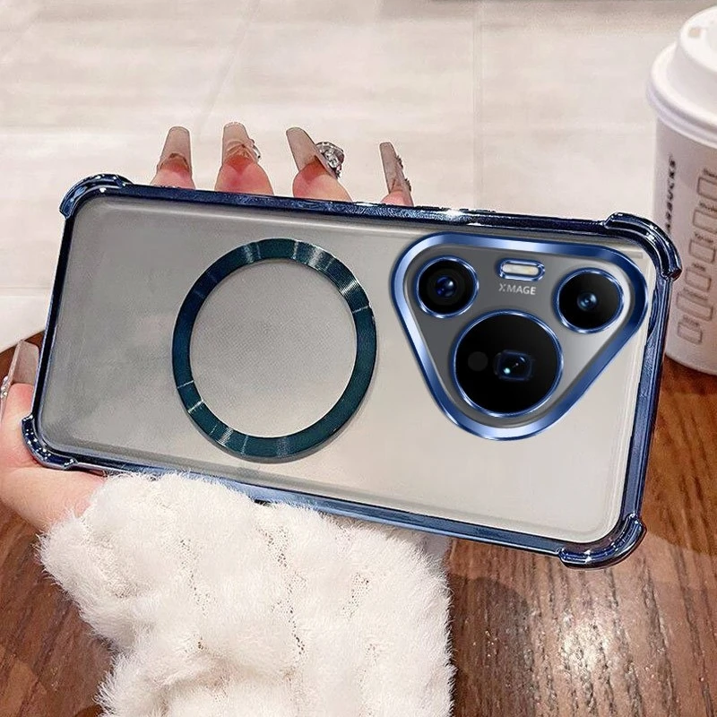 Luxury Plating Edge Transparent Phone Case - Shockproof Magnetic Protector Cover
