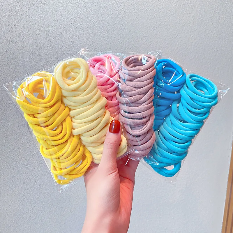 Simple Basic Headband 50 PCS Bagged Towel Loop Seamless High Elastic Leather Band Color Hair Rope 100% twill silk scarf fashion summer women hair scarf brand skinny bag scarves design wrist towel foulard neckerchief headband