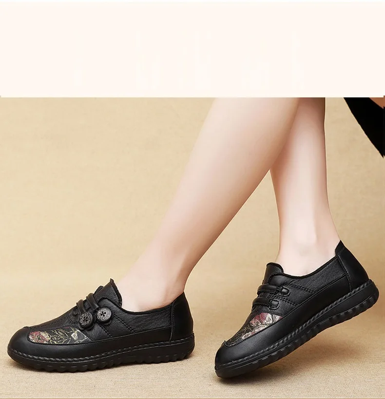 Women Shoes Genuine Leather Loafers Sneakers Slip On Flat Shoes Female Casual Walking Footwear Shoes Mother Flats Shoes