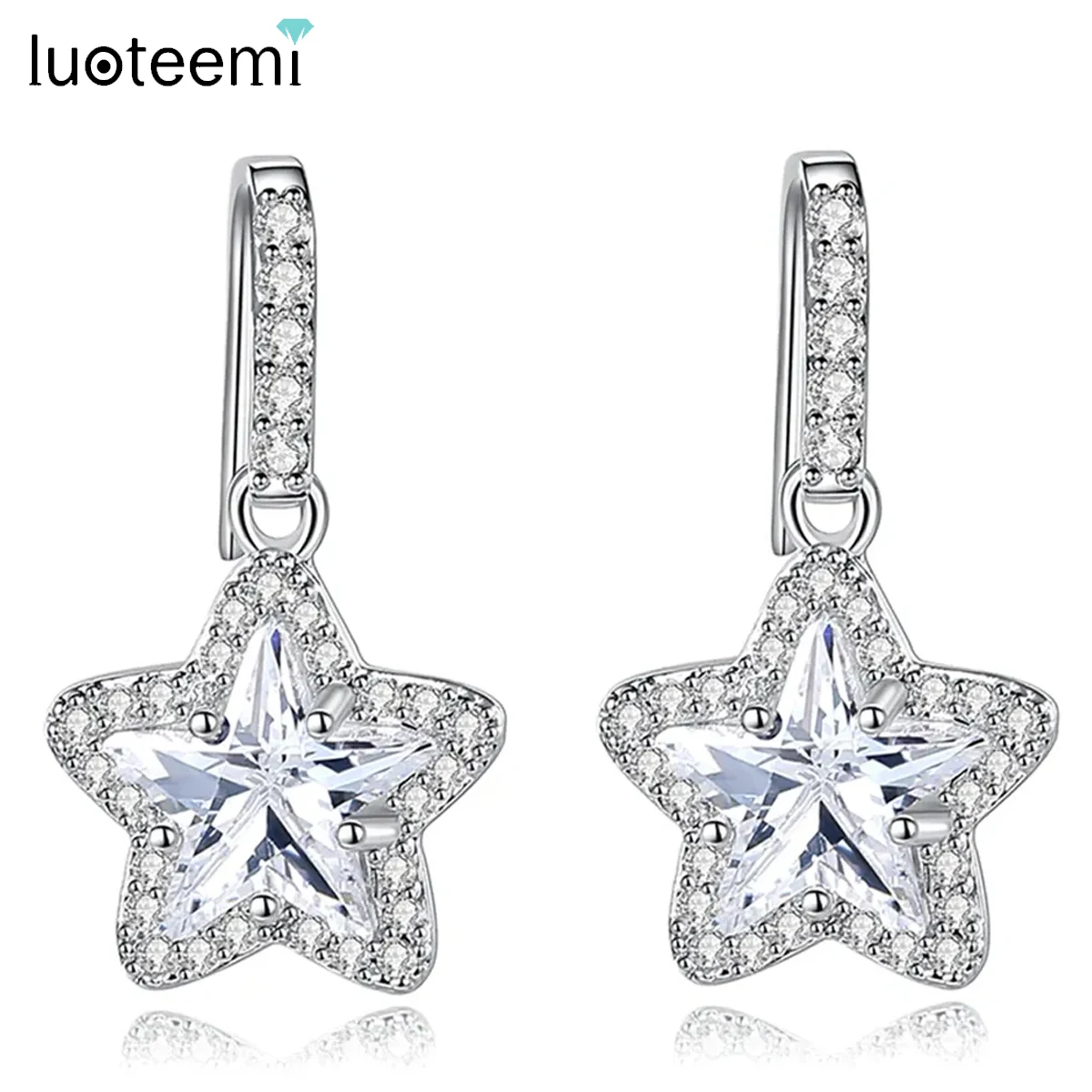 LUOTEEMI, романтические серьги-подвески в виде звезд, красивые серьги, украшения для женщин, Свадебная вечеринка, Шикарные аксессуары, подарок для девушки