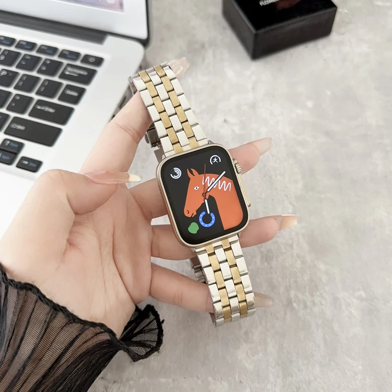 Metal Steel Strip Strap For Apple Watch Band 38/40/41MM 42/44/45/49MM Sports smart watch accessories bracelet iwatchS9Ultra8S7SE
