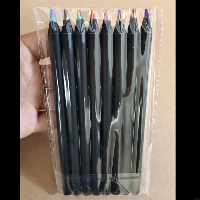 12pcs 무지개 색 연필 다색 연필 나무 색칠 연필 아티스트 아이 드로잉 스케치를위한 미술 용품