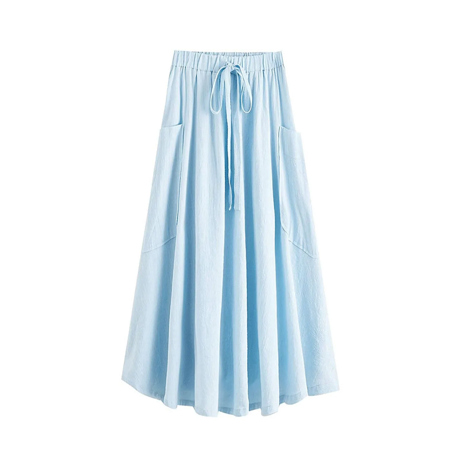 

Women's Casual High Waist Pleated A-Line Midi Skirt With Pocket Weekend Skirts faldas para mujeres faldas para mujeres