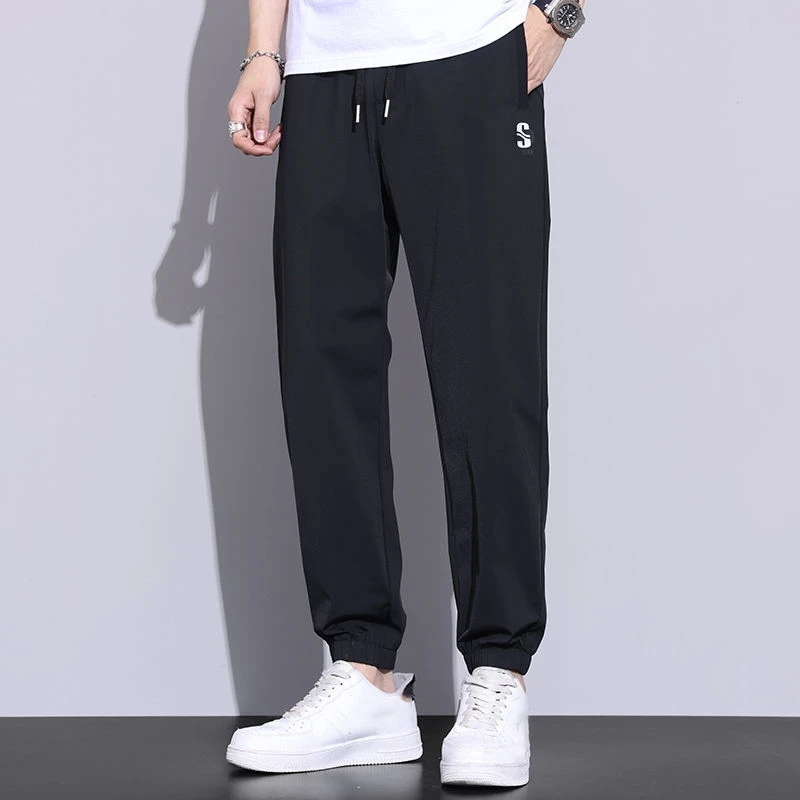Description Picture 6 of itemMen's Summer Ice Silk Pants Mesh Breathable Casual Thin Quick Dry Pants Loose Elastic Beam Feet Pants Sports Fitness Trousers