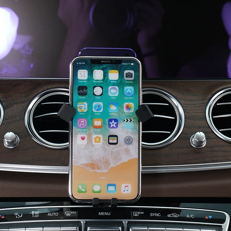 Carbon fiber car phone holder gps holder air vent mount stand phone clip bracket for Mercedes Benz W213 E200 E260 E300 E350