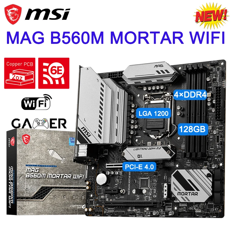 Carte mère MSI MAG B560M, composant pour pc, compatible avec processeurs AMD, double canal, wi