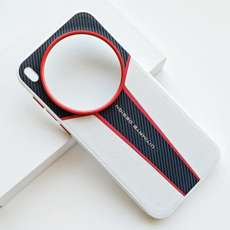 Enhanced Red Carbon Fiber Leather Patchwork Slim Protective Phone Case
