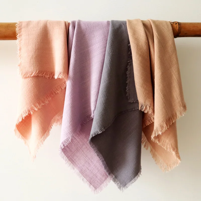NP014E6 fray edged washable 6 pcs/lot wedding 45cm*45cm sage green dusty pink dinner cotton line cloth table napkin with fringe