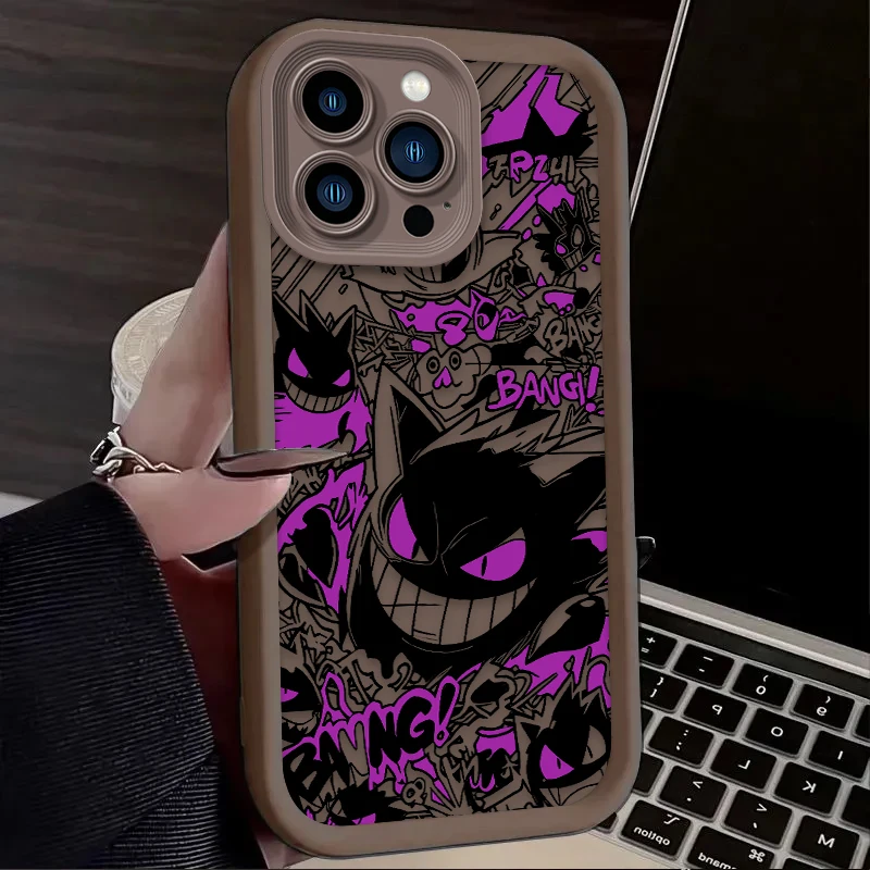 Fashion P-Pokemon Gengar Case For iPhone 11 17 Air 16 16E 15 14 13 12 Pro Max X XS X S Max XR SE 2020 SE4 7 8 Silicone Cover — view 6