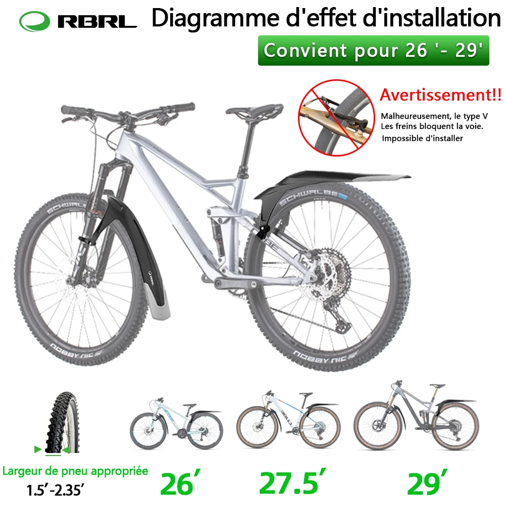 LIBERRWAY Garde Boue VTT 26-29, Facile à Installer Garde Boue