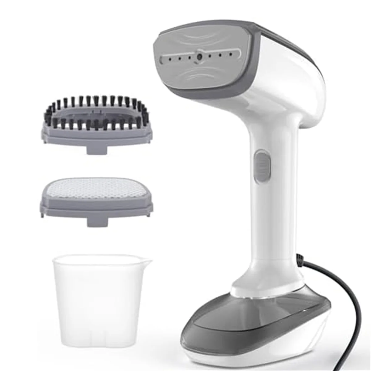 JAS-Powerful Handheld Fabric Steamer - 1800W with Fast Ceramic Heat-Up Plate, 2-In-1 Ironing & Wrinkle Remover,US Plug White 2