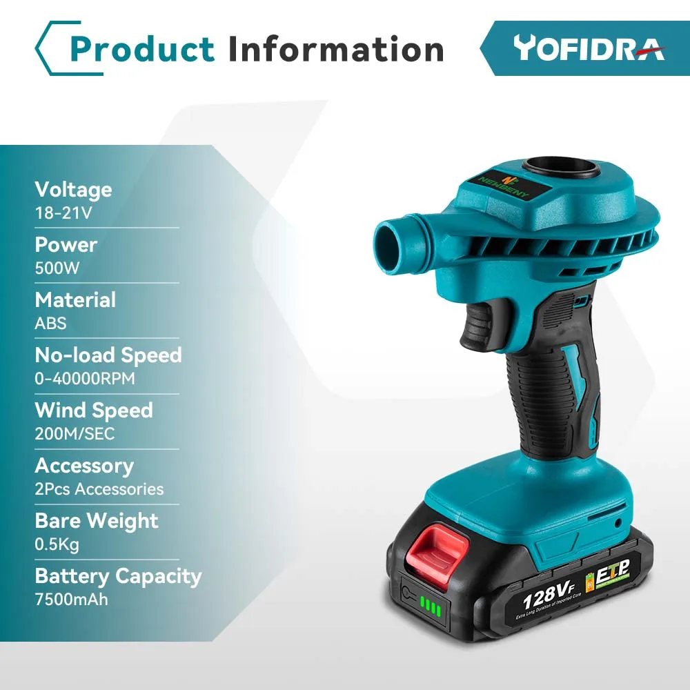 cordless vacuum cleaner 2 IN 1 Cordless Air Dust Machine Efficient Rechargeable Vacuum Clean Inflator Computer Cleaning Power Tool for Makita Batter Pin