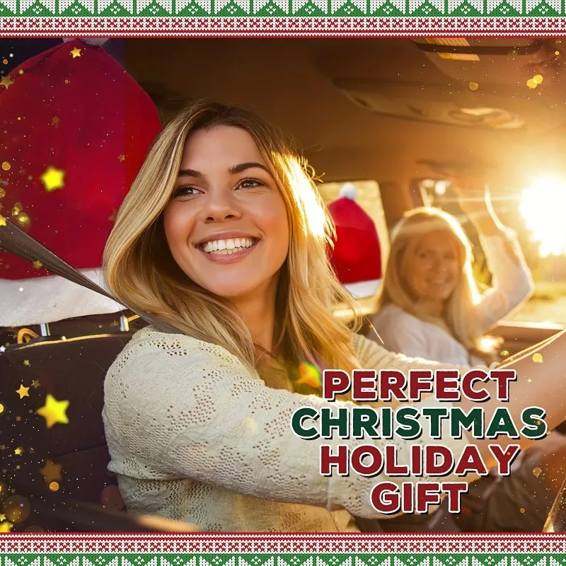 Christmas Car Seat Covers Set - Festive Santa Hat Headrest Decor for Home Holiday Scene Setup Practical Christmas Accessories