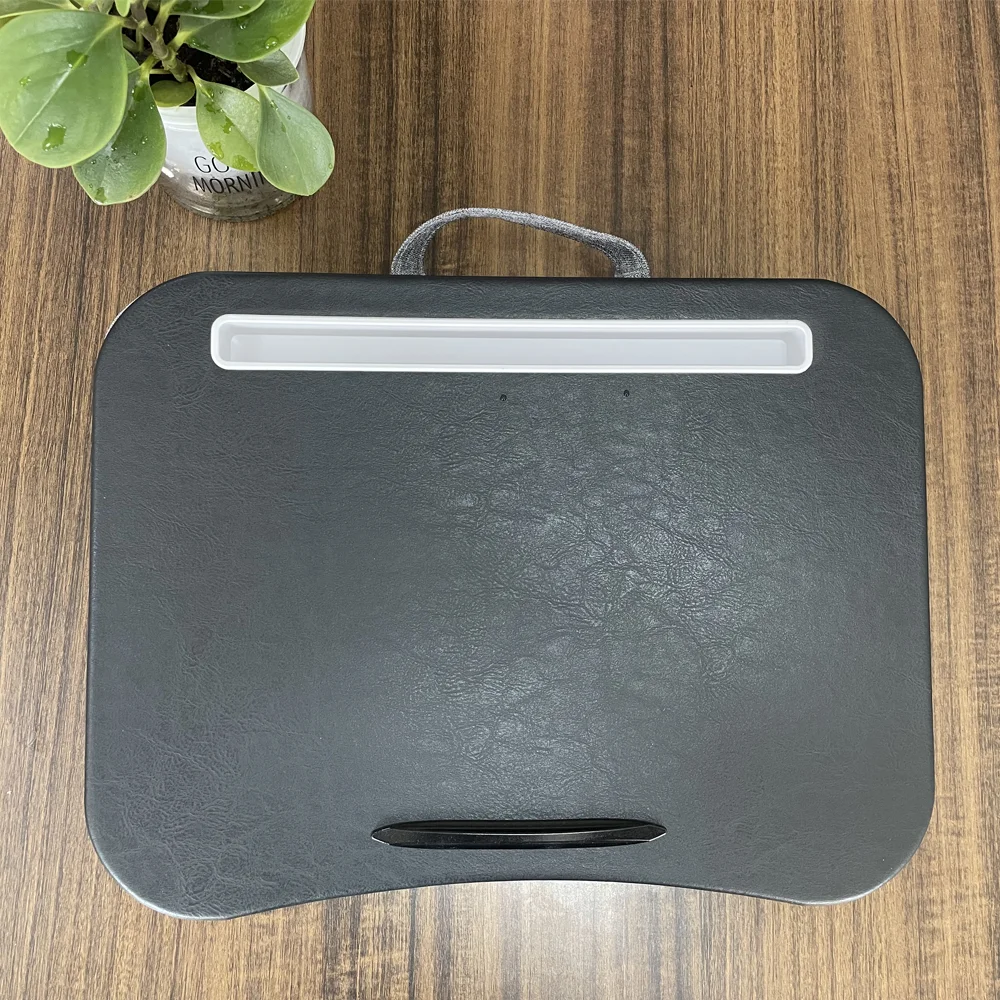 MUMUCC Small Laptop Desk With Cushion, Simple and Portable,Black and Orange,Polystyrene Waist Pillow Table With 30CM ABS Slot 3