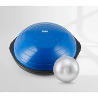 25in Half Exercise Ball Balance Trainer with Resistance Bands, Non-Slip Base for Core Workout & Yoga