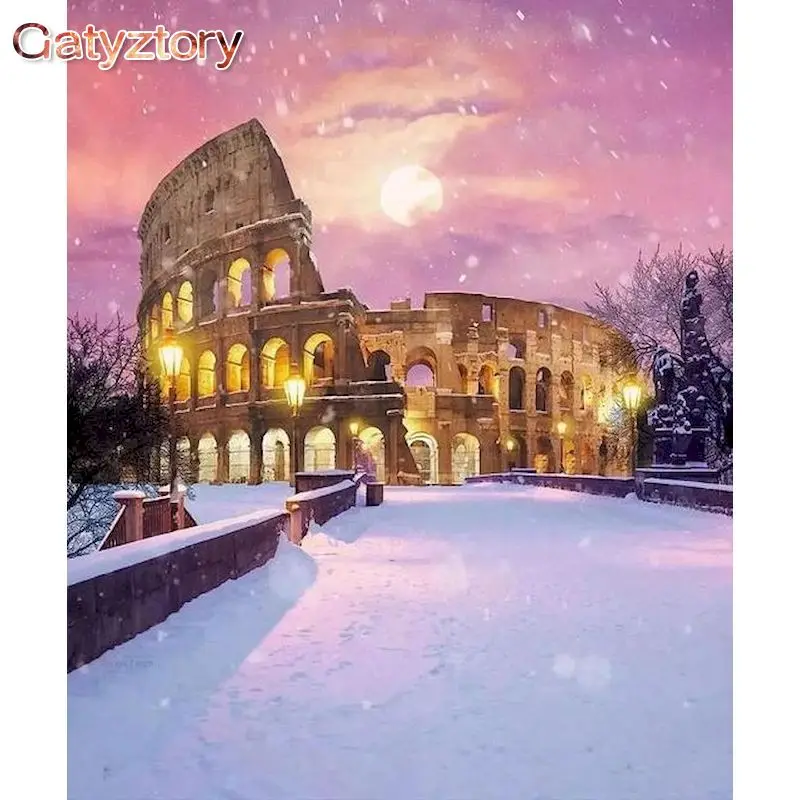 

GATYZTORY City Snow Landscape DIY Painting By Numbers Kit Acrylic Paint On Canvas Calligraphy Painting Unique Gift For Home Deco