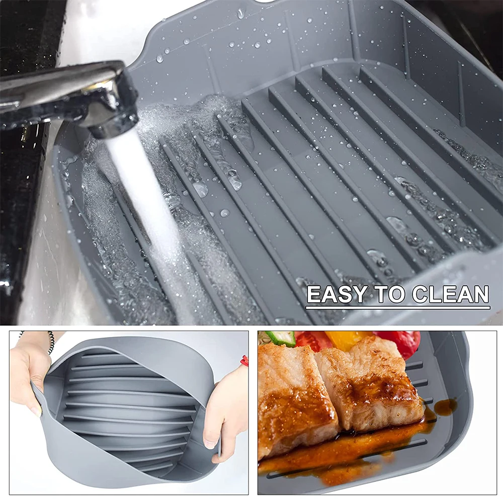 Silicone Air Fryers Basket Reusable Brush Air Fryer Tray Liner  Heat-resistant Easy Cleaning Kitchen Accessories - AliExpress