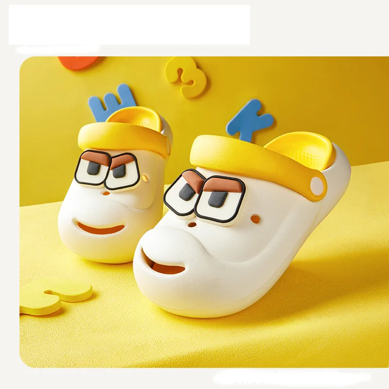 

Забавные детские сандалии, мягкие Нескользящие шлепанцы с милыми мультяшными животными, обезьянами, дизайнерские пляжные сандалии для мальчиков и девочек