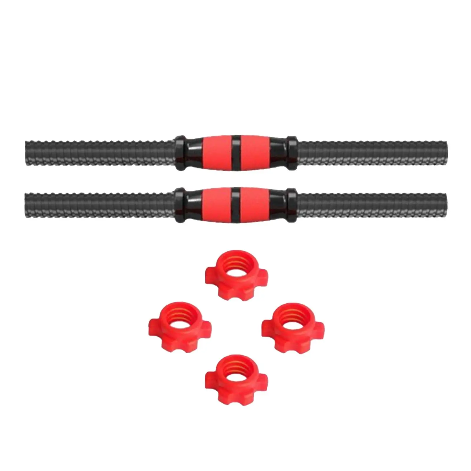 2x Dumbbell Bars Steel Easy to Install AntiSlip Grip with 4 Nuts for Sport Gym
