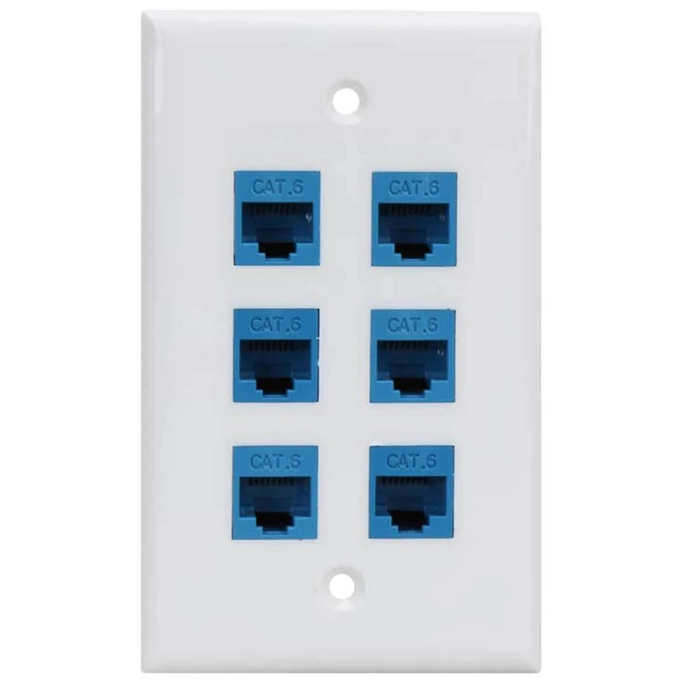 

Cat 6 Ethernet Wall Plate 6 Port,Ethernet Wall Plate Female-Female Removable Compatible with Cat7/6/6E/5/5E