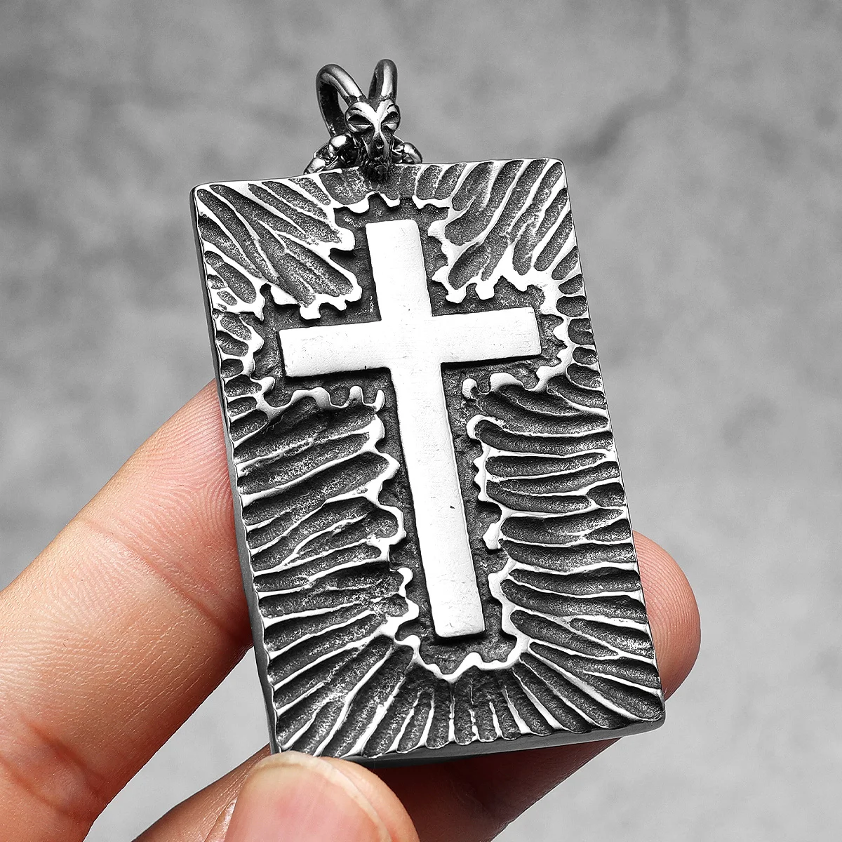 Wizard Pendants Cross Necklace 316L Stainless Steel Men Grim Reaper Chains Punk Rock Rap Jewelry Gift for Male Biker Wholesale 3