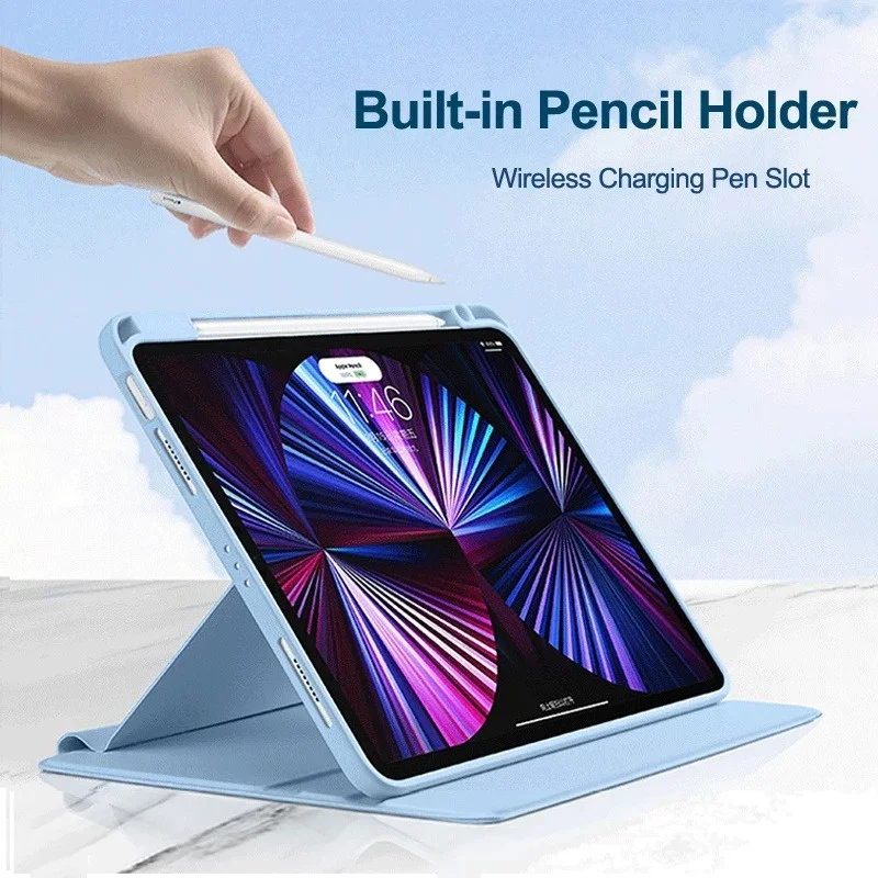 360-Degree Rotating Transparent Case with Pencil Holder