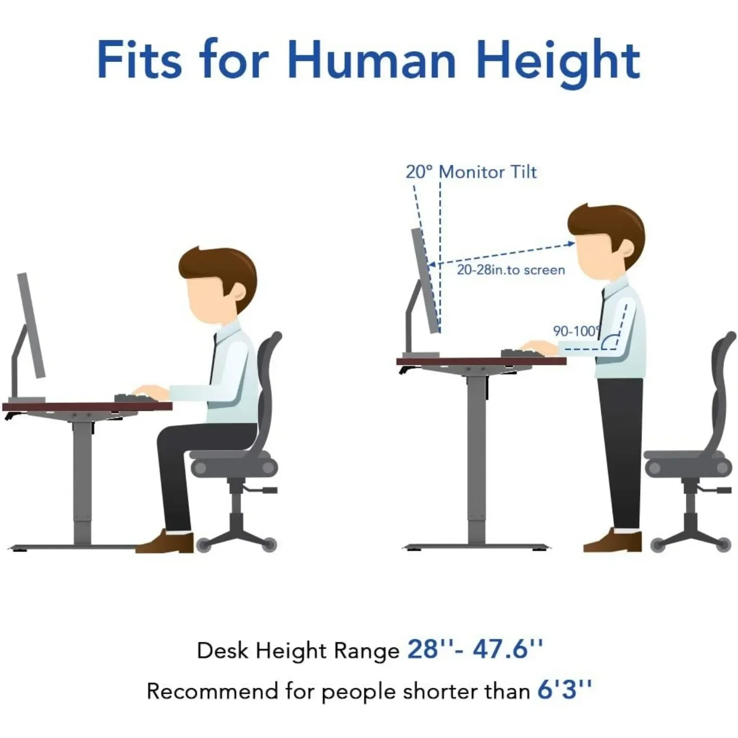 One-Piece Standing Desk 60 x 24 Inches Height Adjustable Electric Desk 6
