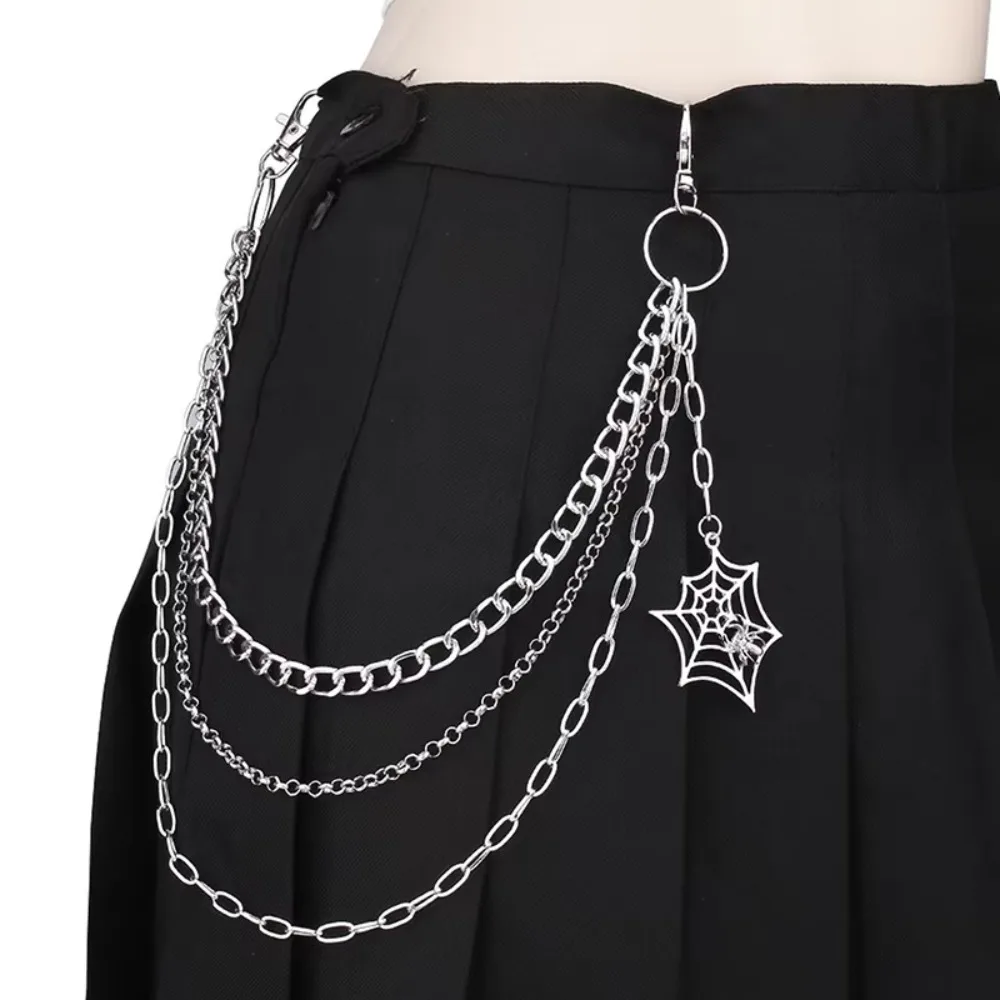 Trendy Punk Metall Hosen Kette Mode Hip Hop Spinne Web Anhänger Taille Kette JEANS Kette Zubehör Geschenke Für Männer Frauen – Detail 4