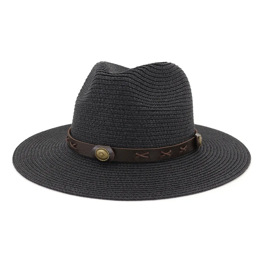 Tanio 60cm słomkowy kapelusz Jazz Panama odkryty kapelusz przeciwsłoneczny na