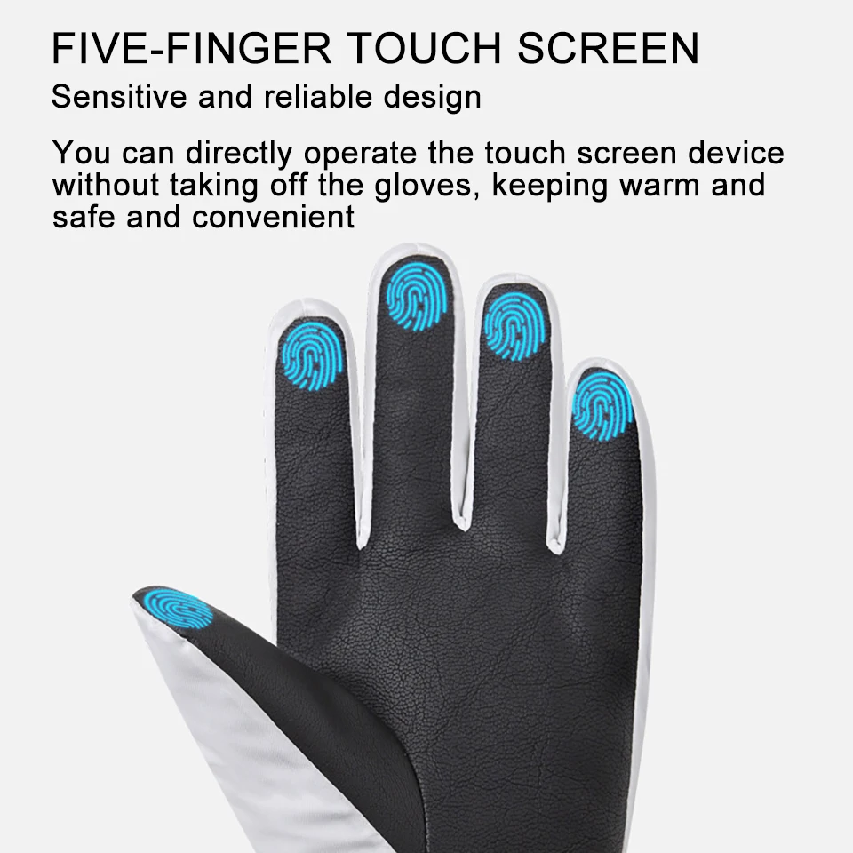 LOOGDEEL Ski Gloves Warm Winter Snowmobile Snow Snowboard Thermal Gloves Waterproof Touchscreen Function Windproof Plush Mittens 4