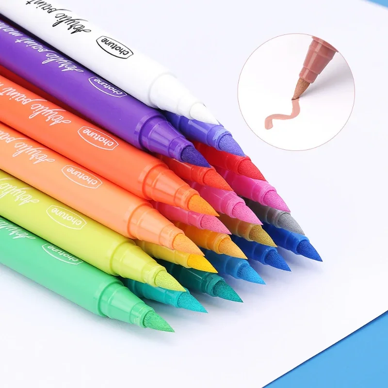

12/24/36 Colors Soft Tip Acrylic Marker Set Quick Dry Graffiti Water-based School Student Supplies Art Cool Stationery