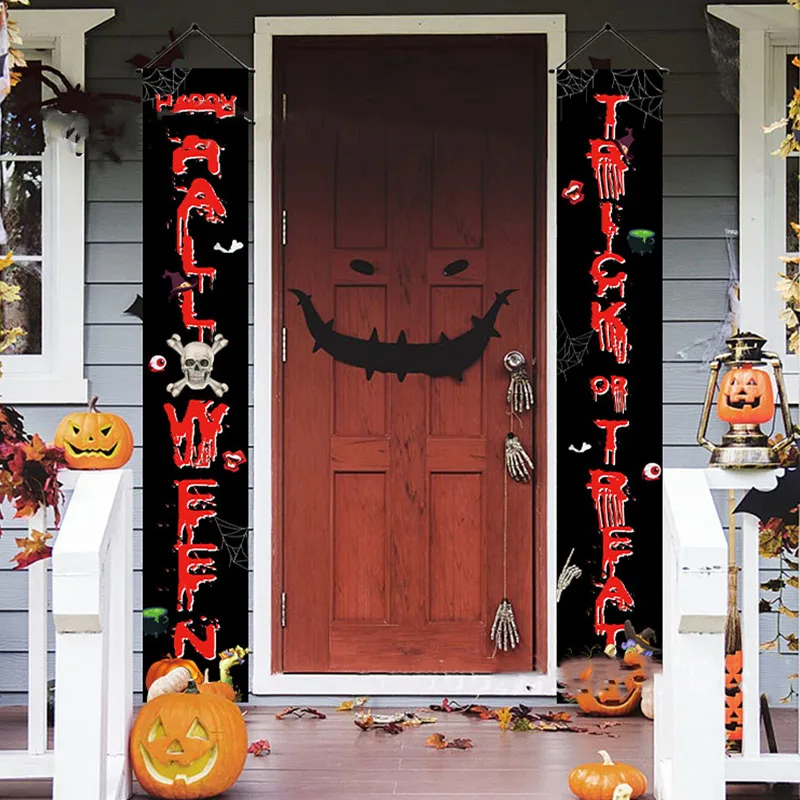 

Halloween Door Curtain Ghost Festival Trick Or Treat Couplet Porch Sign Halloween Door Wall Hanging Pendants Decoration For Home