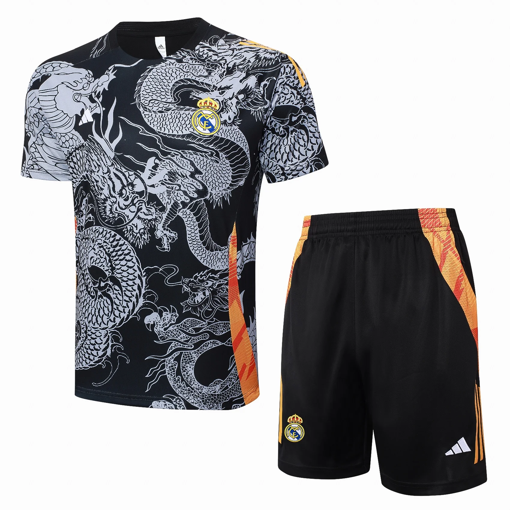 Adidas Soccer Jerseys Men Dragon Fashionable Short-sleeved Polyester Comfortable Trendy Training Suit Purple Black