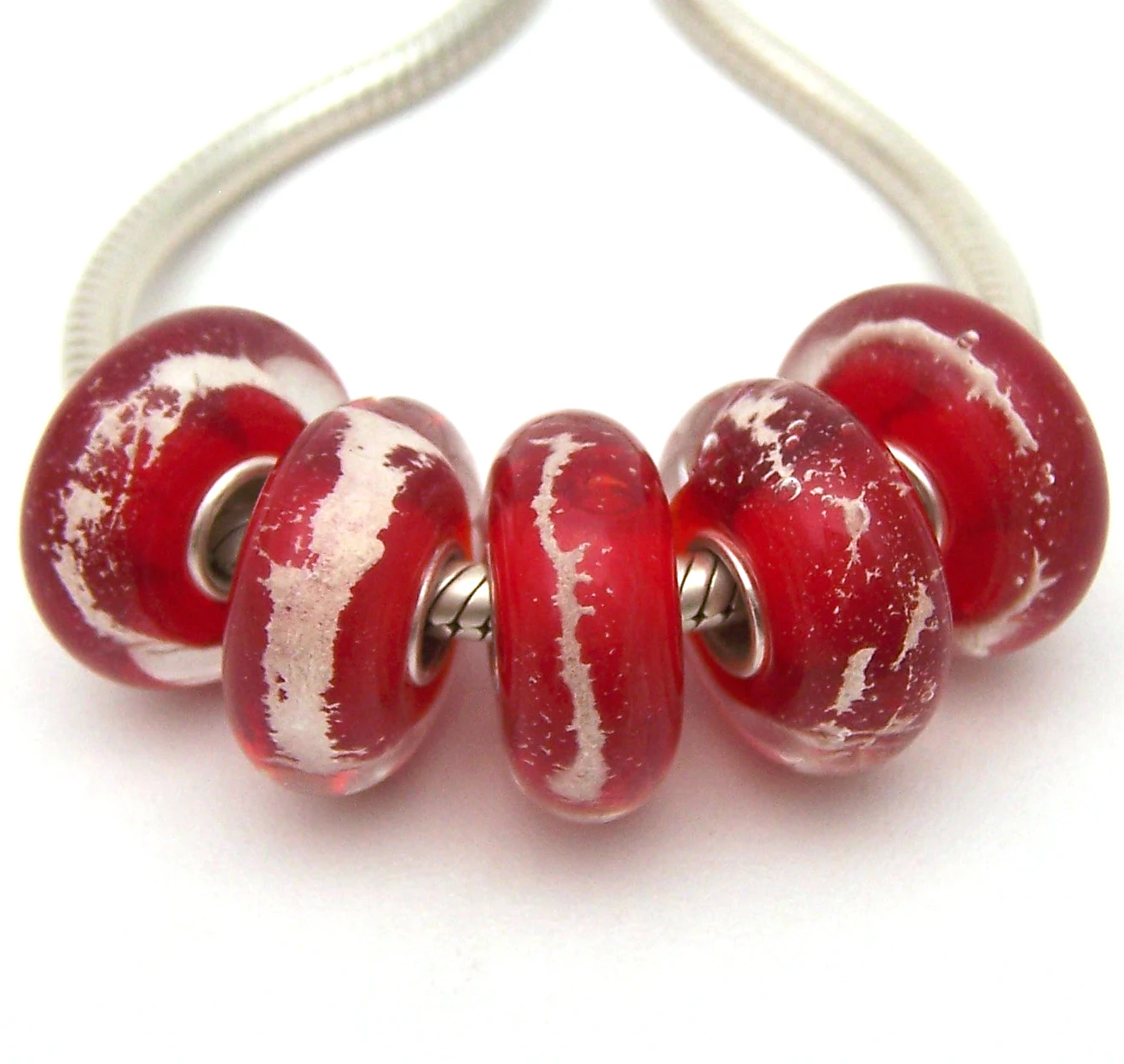 

YG193 5X 100% Authenticity S925 Sterling Silver Beads Murano Glassbeads NEW Fit European Charms Bracelet Diy Jewelry Lampwork