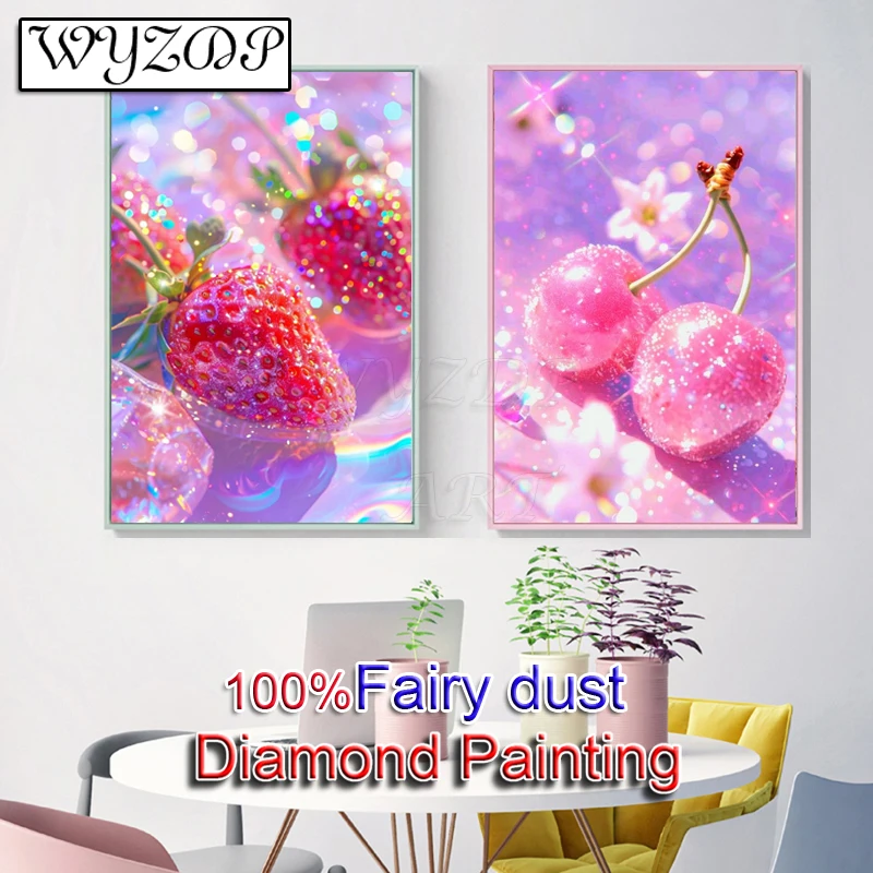 100% フェアリーダストダイヤモンド塗装イチゴ正方形モザイク