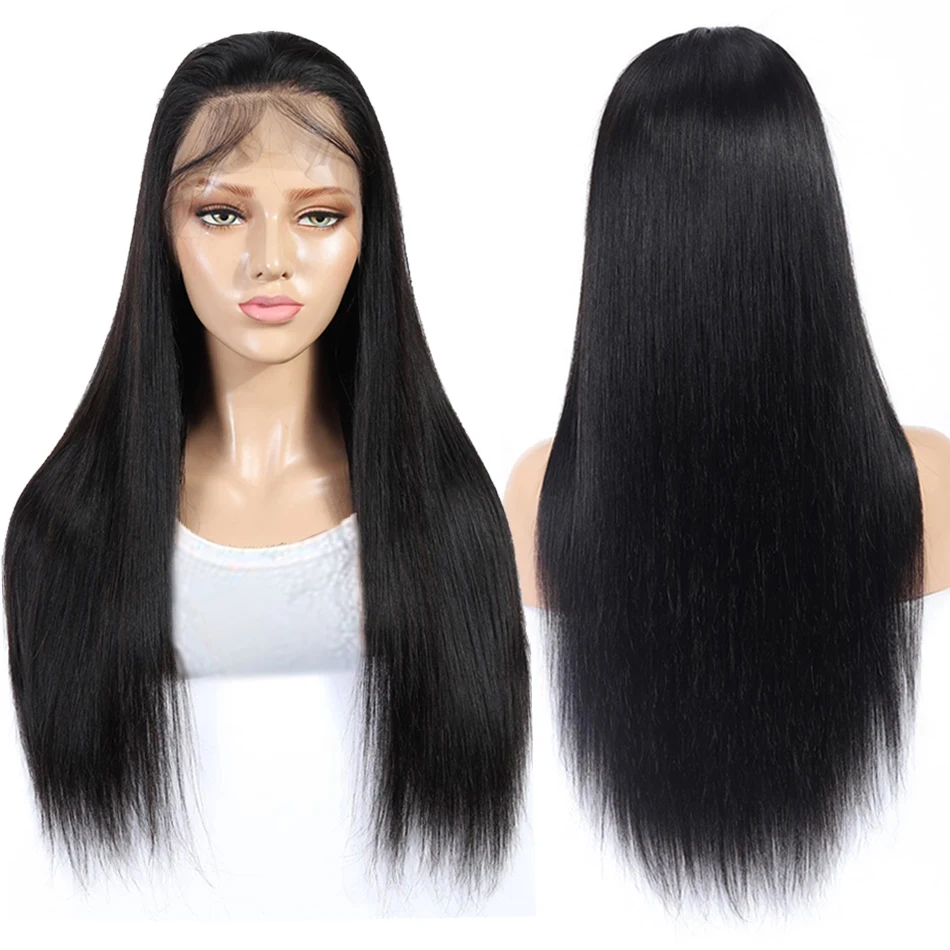 Human Hair Wig 13x6 13x4 HD Transparent Lace Front Pre Plucked For Women Bone Straight Remy