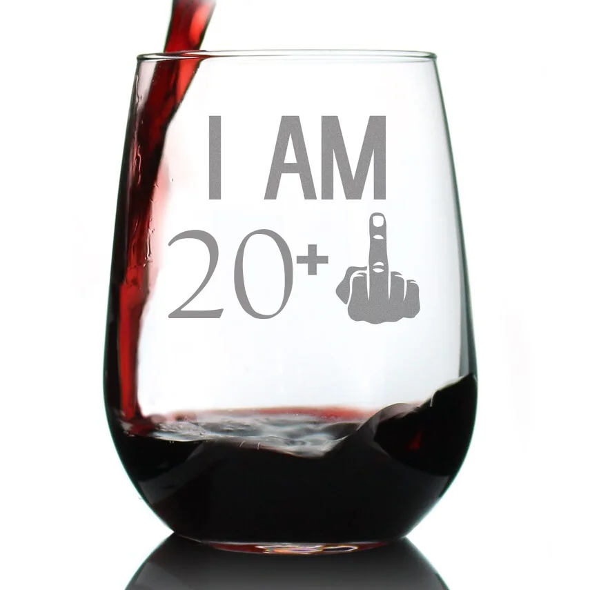 21., 30., 40., 50., 60., 70., 80. Geburtstag Weinglas mit Eingraviertem Mittelfinger Geschenk für Geburtstagsfeier Deko Zubehör – Detail 3