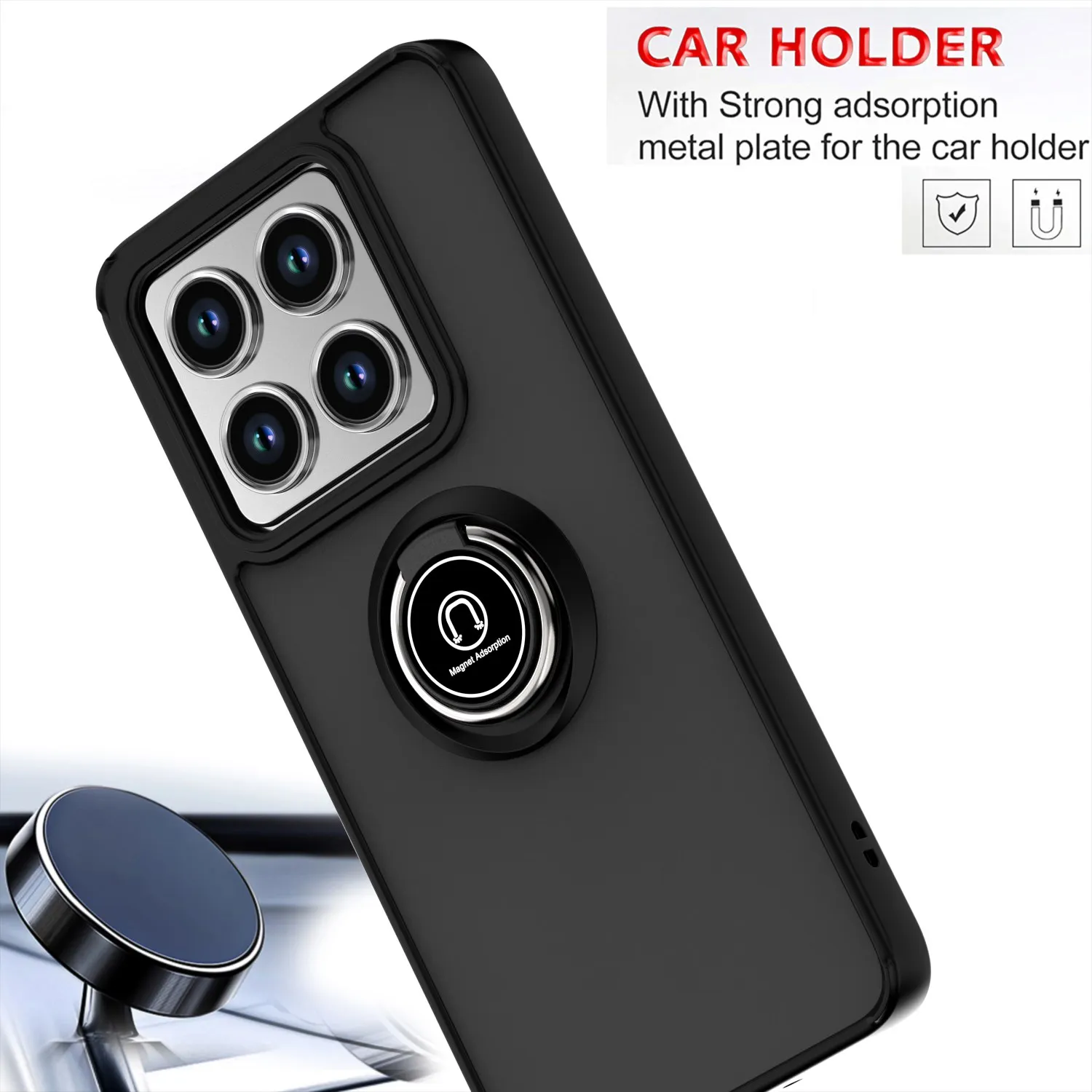 Armor Matte Shockproof Case with Ring Magnetic Stand Holder