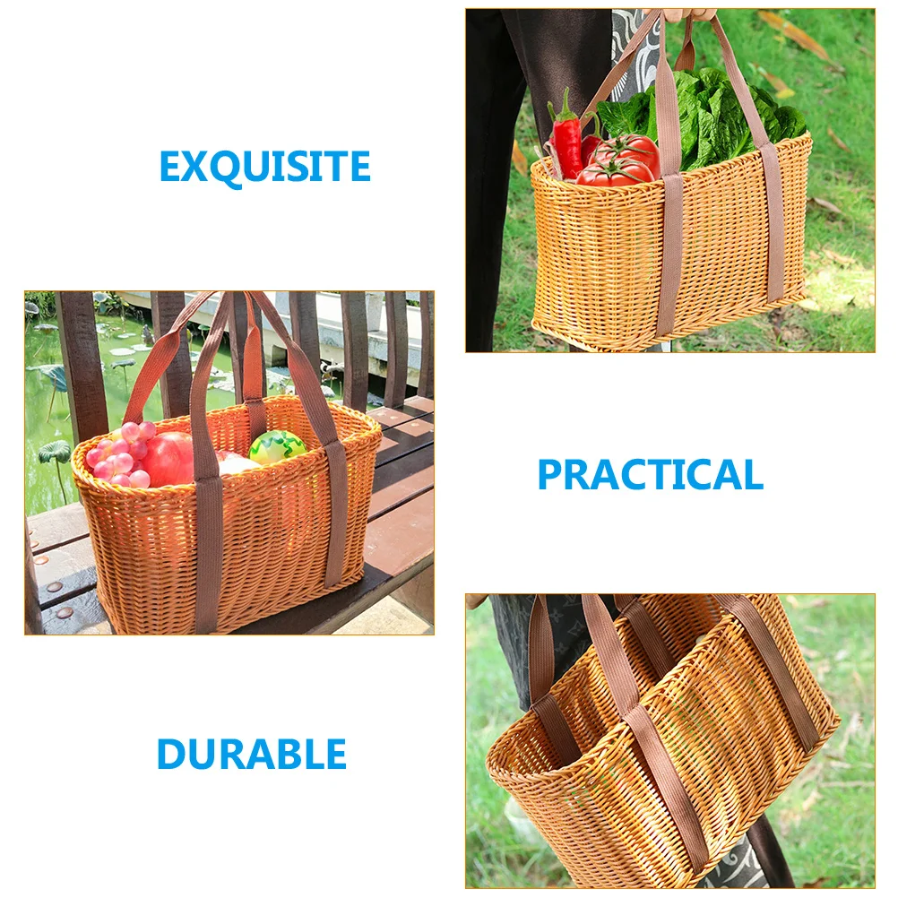 

Container Hand Basket Women's Laundry Baskets Woven Purse Pp Handle Bag for Shopping