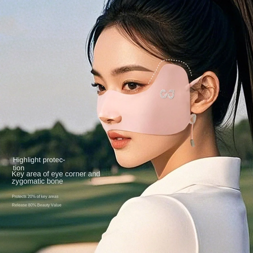 Sunscreen Face Mask Adjustable Sunscreen Face Scarf Ice Silk Sunscreen Mask Thin Nylon Summer Face Cover Breathable Scarves Gini Mask Golf