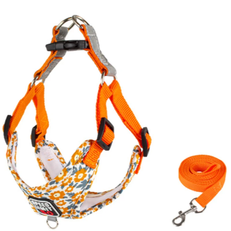 thumbnail image 1 of Conjunto de arnés y correa para perros con estampado, arneses reflectantes ajustables para mascotas, transpirables y atractivos para perros pequeños, collar para perros, 1 of 5
