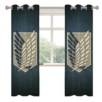 Wings of Liberty Attack on Titan Retro Shading Curtains  for Living Room Decoration Window Curtain 2 PC  2