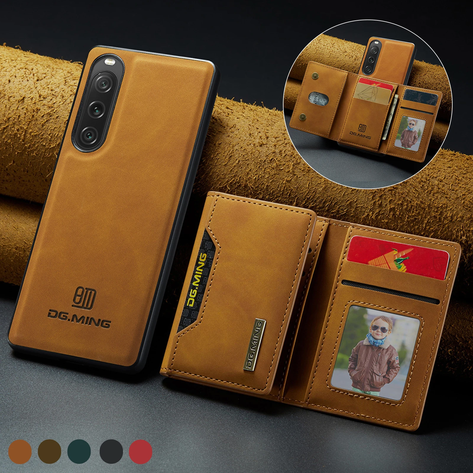 Multi Slot Card Pocket Phone Case Shockproof Stand Microfiber Lining Protective Leather Cover For Sony Xperia 10v 1 V