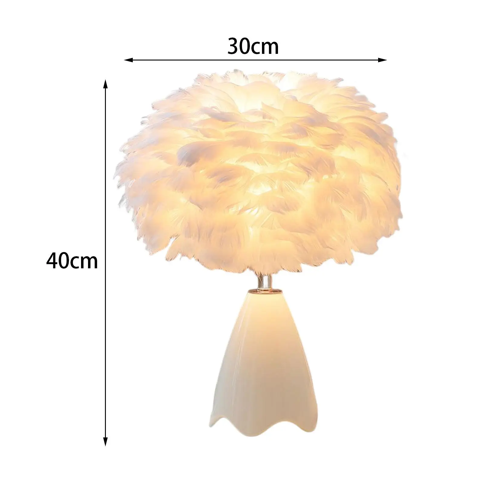 Feather Shade Table Lamp Night Light NightStand Lamp for Bedside Decoration