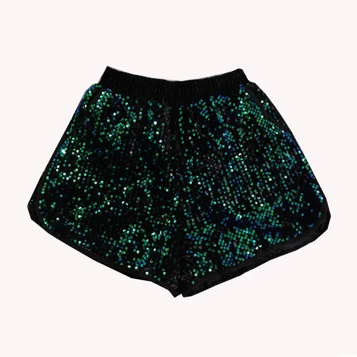 Sequined Shorts Women Spring Summer Korean Style Gold Silver Sequins Shorts Female Students Elastic Waist Loose Short Trousers