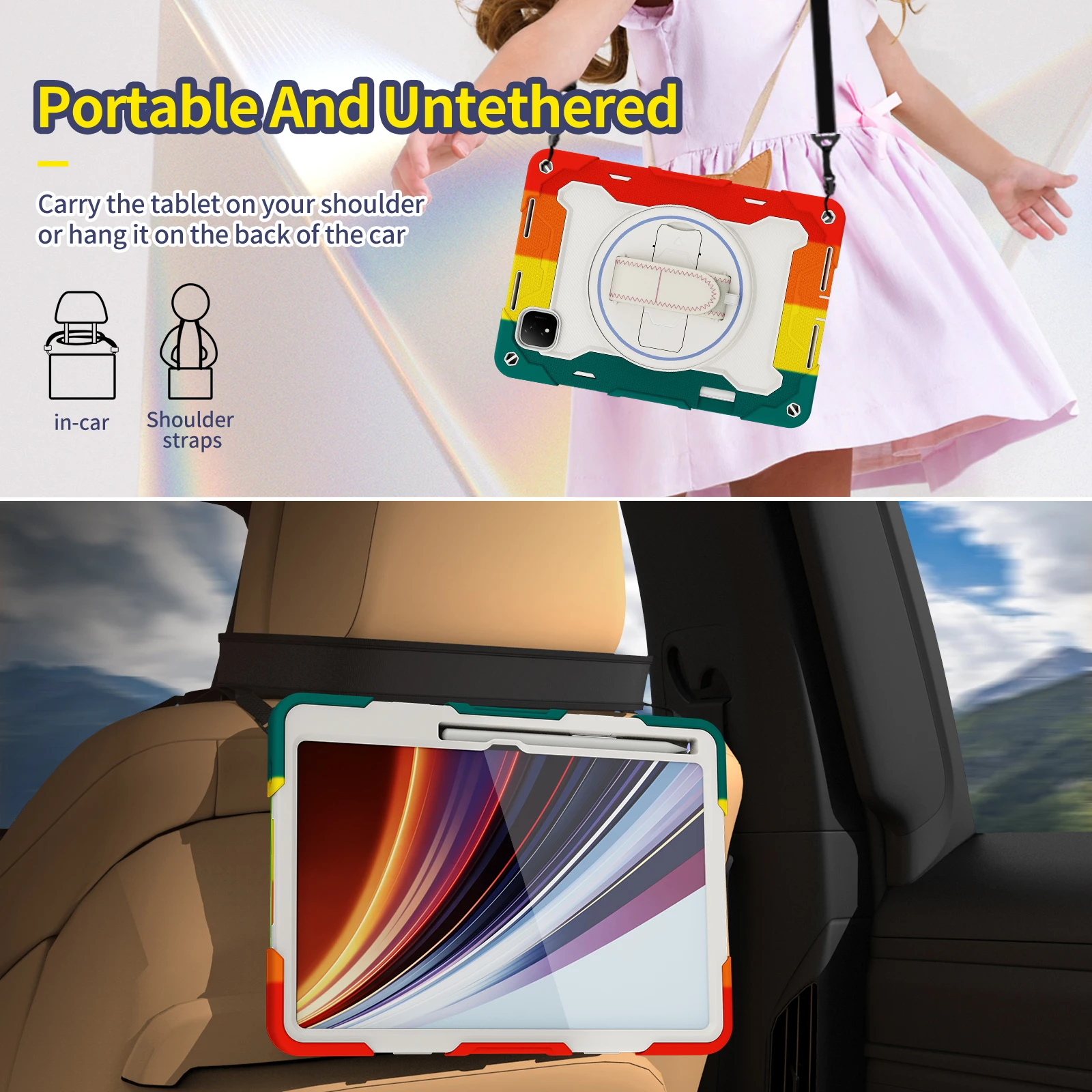Universal 360 Rotating Stand Case for 12.3-inch Tablets - Heavy Duty Rugged Cover