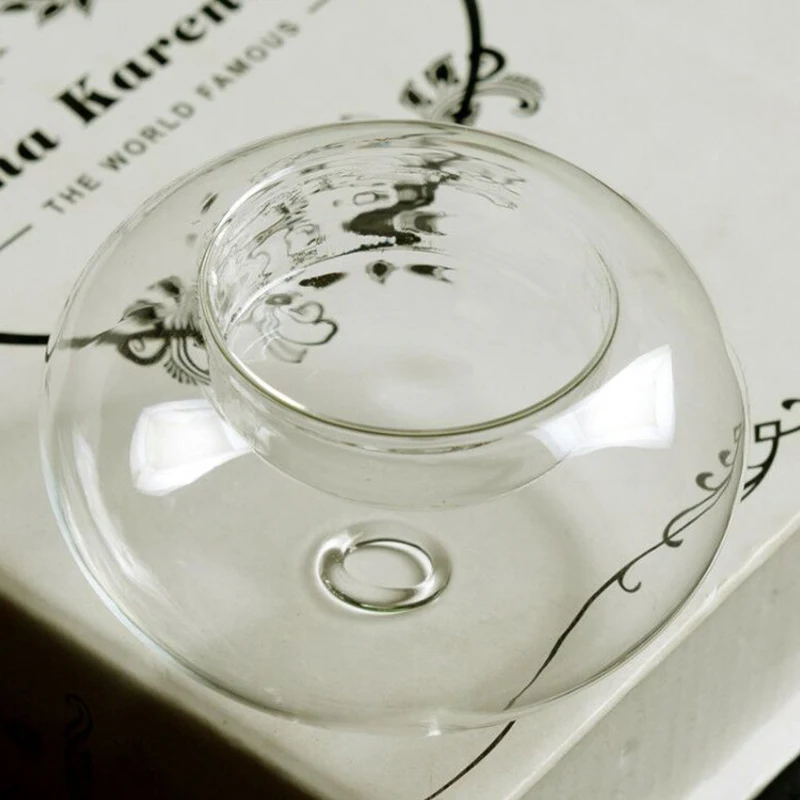 Transparent Round Hollow Glass Candle Holders Candlestick Dining Table Home Decoration Valentine's Day Wedding Ornament