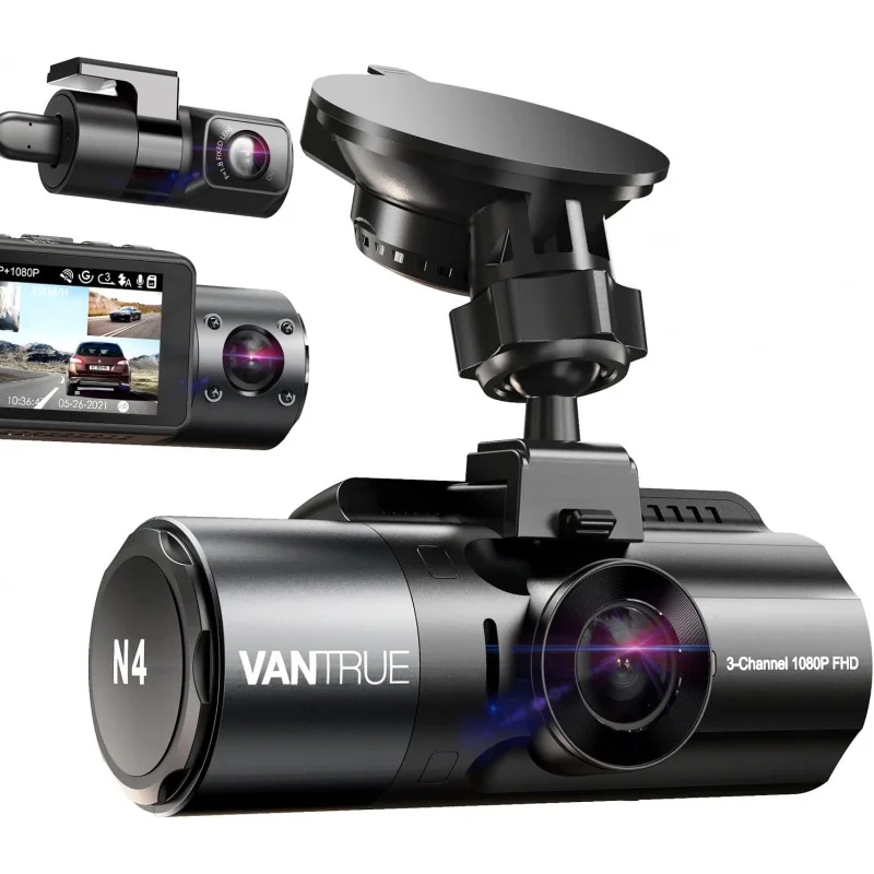 

Vantrue N4 3 Channel Dash Cam, 4K 1080P Front and Rear, 1440P 1440P Inside, 1440P 1440P 1080P Three Way Triple Car