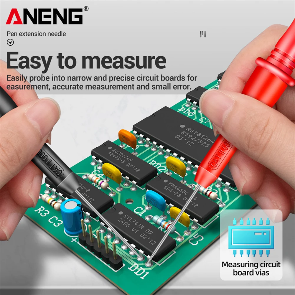 Multimeter probe ANENG PT2002 insulation piercing needles pin non-destructive 10A 600V for 2mm test lead