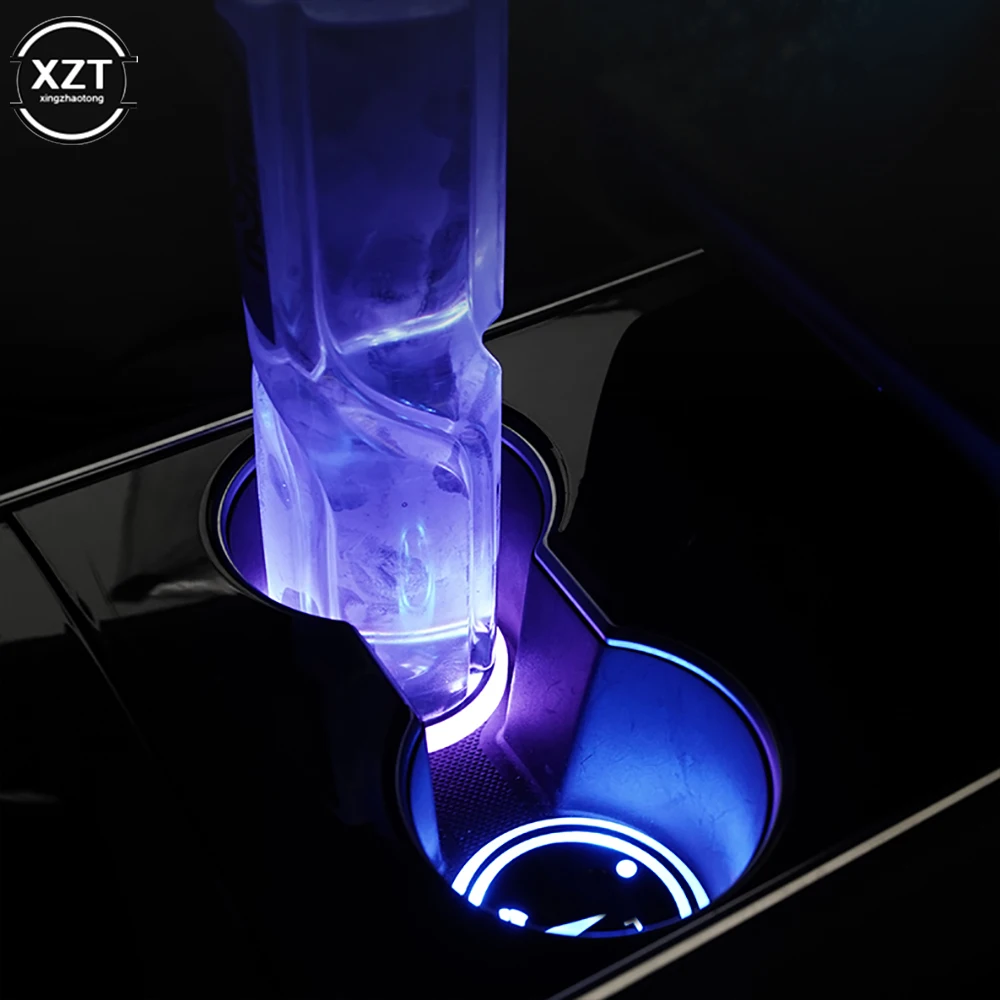 LED Cup Coaster Holder USB Light Mat Car Coasters Bottle RGB Luminous Atmosphere Lamp Glass Pad Seat 7 Colorful Backlight